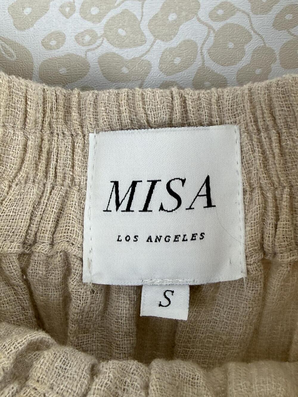 MISA Los Angeles Beige Gauze Peasant Smocked Blouse Top - Size - Small - Picture 6 of 8